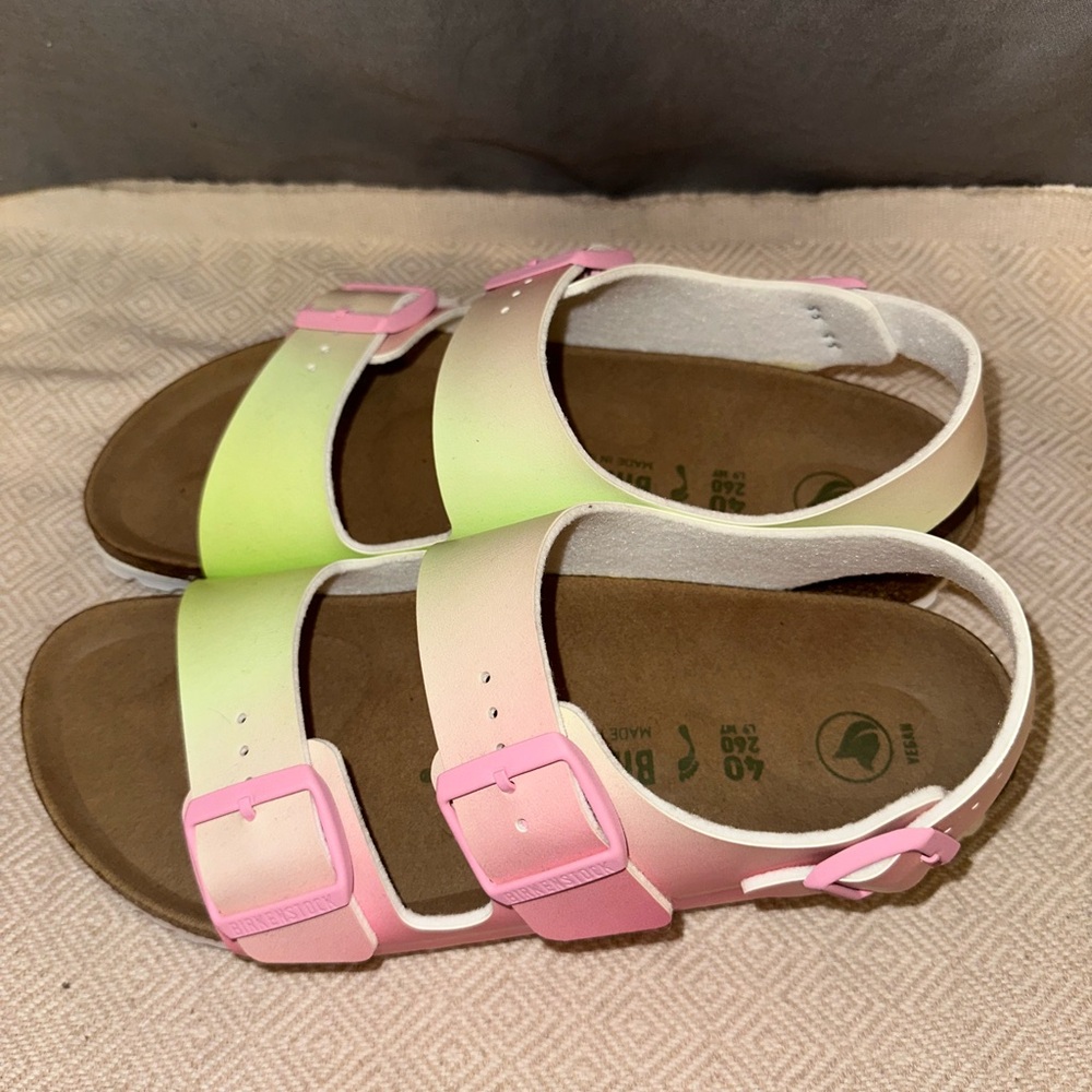 Birkenstock Women's Sandals in Pink and Green - Picture 2 of 4